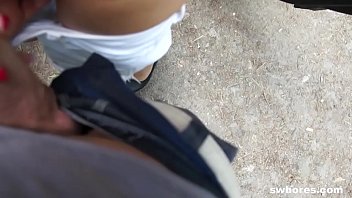 Preview 2 of Amateur Dildo Orgasm - Horny Hooker sucks and fucks outdoors for some cash