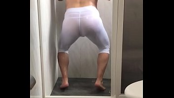 Preview 2 of Fit Girls Xnxx - non binary slut takes a bath in see through white wet leggings