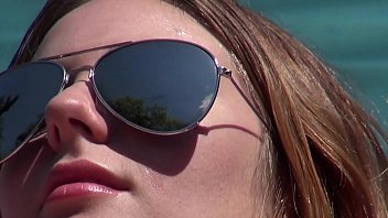 Preview 1 of Bambi Text - Teen whore Jonni Hennessy fingers her pussy in the pool then rides a cock hard