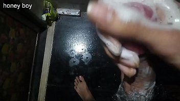 Preview 2 of Sperm Milking Machine - Honey boy washing his dick with shampoo.