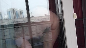 Preview 3 of Gay Wc Ayah - Lesbian peeps out the window for how fat milf with huge tits and with a big ass washes the window and undresses. Voyeur.