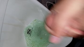 Preview 2 of Menantu Dan Mertua Barat - Hard cock cumming in a urinal after a shower
