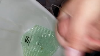 Preview 1 of Menantu Dan Mertua Barat - Hard cock cumming in a urinal after a shower