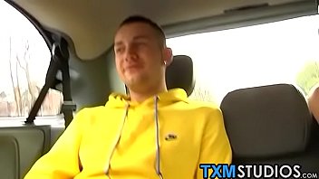 Preview 1 of Amy Byrd - Cute twink picked up and slammed while traveling to class