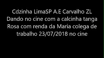 Preview 1 of Camgirl Sabrina - Cdzinha LimaSP Dando no cine com a calcinha rosa tanga com renda da Maria colega de trabalho 23072018