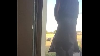 Preview 2 of Monica Lara - Ebony bubble black butt with cucumber outside watching trash