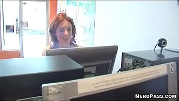 Preview 1 of Brother Sister Bed Time Fuking - Redhead babe from internet cafe