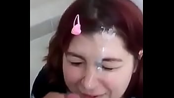 Preview 4 of More Of Us Playing - Colorada con la cara llena de leche en ba&ntilde_o p&uacute_blico