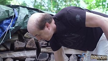 Preview 1 of Broken Comdoms - Grandpa fingers teen ass while he fucks her doggystyle