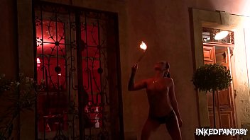 Preview 1 of Lesbian Fuck Toy Machine Car - Inked Fantasies Come True With Horny Pyromaniac Milf Daniela