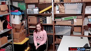 Preview 1 of Ballet Threesome - Redhead teen thief punish fucked by a security guard