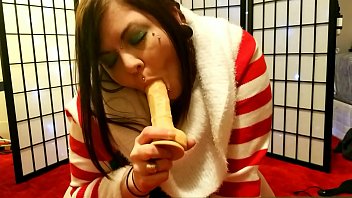 Preview 3 of Chubby Mounted Dildo - Naughty BBW Elf Takes a Break To Smoke and Cum