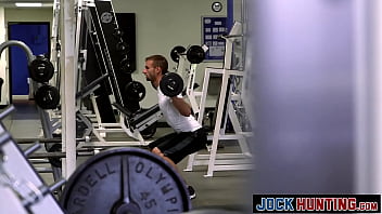 Preview 1 of Walking In On Mom Naked - Handsome young man pleasured with anal slamming in the gym