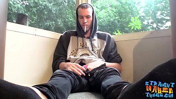 Preview 1 of P Hnix - Homosexual thug takes a smoke outdoors and jacks off