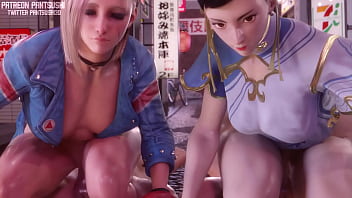 Preview 2 of Www Xx Bf Hd Video Com - Chun-Li &amp_ Cammy bouncing their sexy asses on cocks