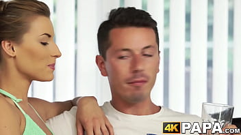 Preview 1 of Toyed And Dicked Same Time - Young beauty cheats boyfriend with mature cock hammering