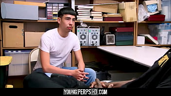 Preview 1 of Mama N Baby - Young Straight Latino Boy Caught Stealing Then Fucked By Black Gay Security Officer