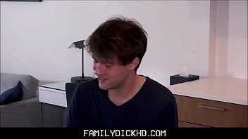 Preview 1 of Mean And Horse - Muscle Bear Step Dad Teaching Both Twink Step Sons How To Fuck - Bishop Angus