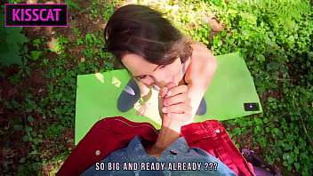 Preview 2 of Forcing To Milf - Sexy Teen Training in Forest with Sucking and Rides on Stranger&#039_s Dick