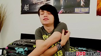 Preview 1 of Lesbian Big Double Dildo - Butt munching twink plays with his big uncut cock solo