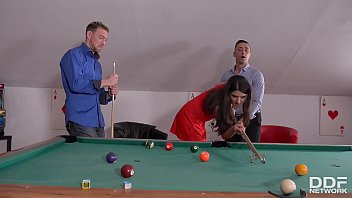 Preview 1 of Schoolgirl Seduced By - Horny Teen Francesca DiCaprio DP&#039_ed On Pool Table