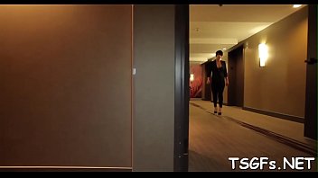 Preview 1 of Big Tit Nude In Streets - Hot red shemale scores a nifty boy for an ass fucking session