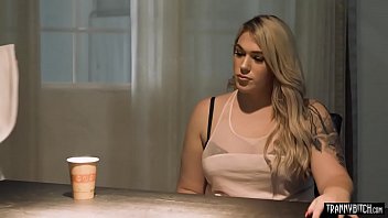 Preview 1 of Cum At Indon Pussy - Officer anal fucked by a big titted blonde shemale