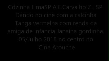 Preview 1 of Chong Chen - Cdzinha LimaSp Dando no cine com a calcinha tanga vermelha com renda branca da amiga de infacia Janaina05072018