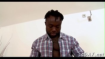 Preview 2 of By Her Bos - Delightsome dude is engulfing gay stud&#039_s long lovestick zealously