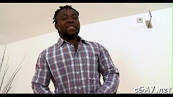 Preview 1 of By Her Bos - Delightsome dude is engulfing gay stud&#039_s long lovestick zealously