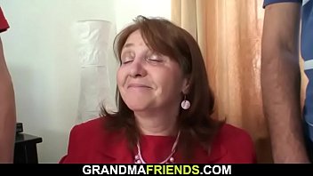 Preview 2 of New Had Sex - Busty old granny takes it from both sides