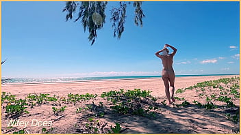 Preview 1 of Eva Ray2 - Hot wife dances fully nude at the public beach