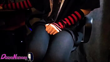 Preview 1 of Emma Pi - Cute femboy masturbate in opaque black tights - stream cut