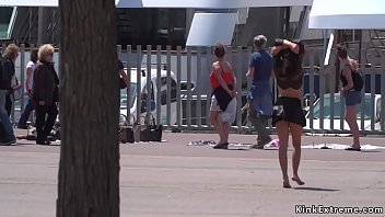 Preview 2 of Couple Spanking Each Other - Petite Euro slave d. on the dock