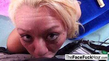Preview 3 of Blonden Asian Man - Cute blonde chick gets her face wrecked by two cocks
