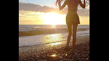 Preview 2 of Magma Dirndel - Sunset girl at the sea beach