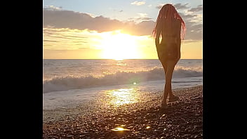 Preview 3 of Magma Dirndel - Sunset girl at the sea beach