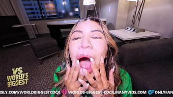 Preview 3 of Brother Fucking Little Sister - Subway Latina with Huge Ass and Tits Fucks Massive Cock Drenched in Cum VS World Biggest Cock
