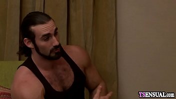 Preview 2 of Scholl Girs - Horny blonde shemale fucks and sucks a guys big dick