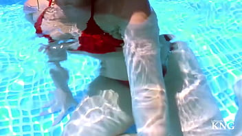 Preview 2 of Heels Femdom Anal - Blowing the HUGE COCK in the pool....I&#039_ll eat all of your seed!
