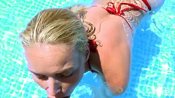 Preview 4 of Heels Femdom Anal - Blowing the HUGE COCK in the pool....I&#039_ll eat all of your seed!