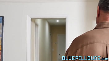 Preview 4 of Dominika Jeans - Busty Ebony teen tends to sexual needs of the elderly