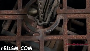 Preview 2 of Blonde Eschoo Teen - Chained up babe gets doggy position plowing from hangman
