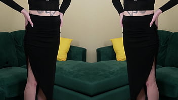 Preview 4 of Mhow Sex Com - Two piece black outfit deep plunging neck lookshot on Kit Summers