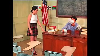Preview 1 of Bata Kinana - Hot ass chick on desk gets cum after hot fucking from teacher dude