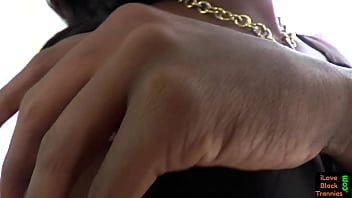 Preview 1 of Teen Fast And Harf - Black trans babe tugs lovers cock during anal