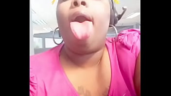 Preview 3 of Gina Back - At work showing her long tongue