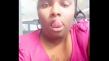 Preview 1 of Gina Back - At work showing her long tongue