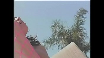 Preview 4 of Anal Cuming - Brunette Ashley Blue stripped on poolchair and fucked by stud