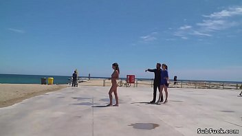 Preview 3 of Xxx Chudau Video - Bare Spanish slave walked on streets
